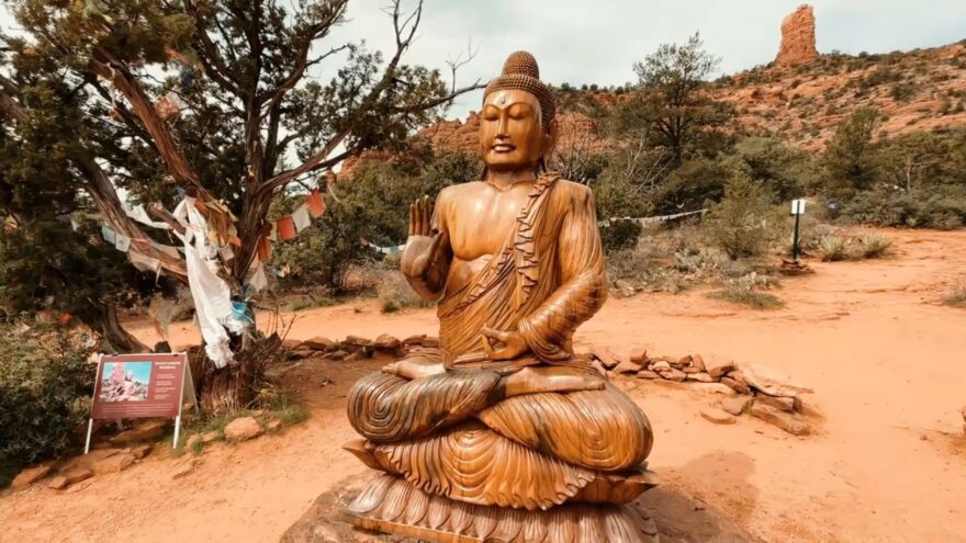 Buddha statue at Amitabha Stupa & Peace Park in Sedona