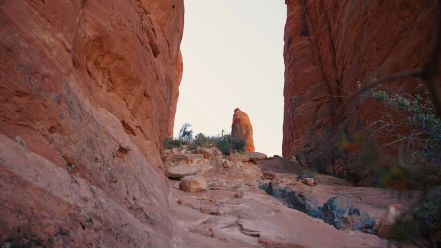 Narrow red rock passage on a Sedona vortex trail